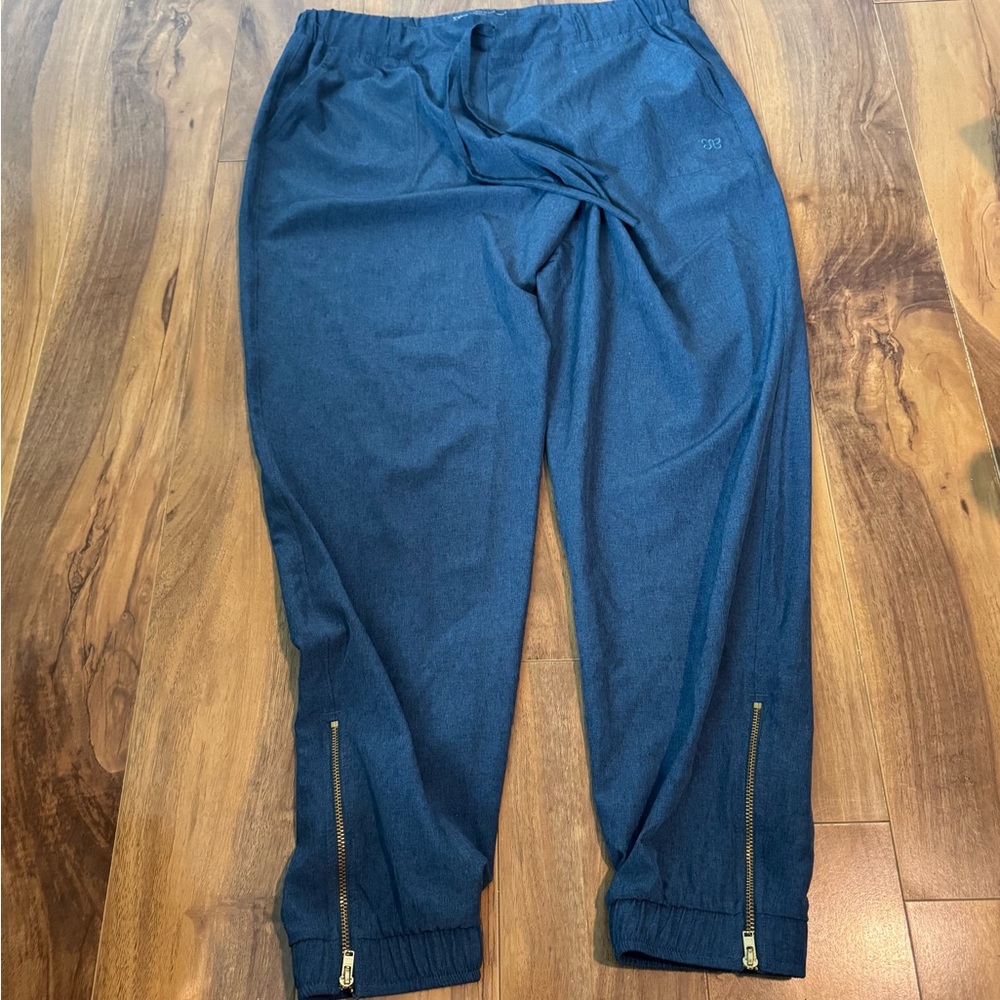 Albion Women’s Ankle Zip Jet Setter Jogger Pants Size M Navy Heathered Blue